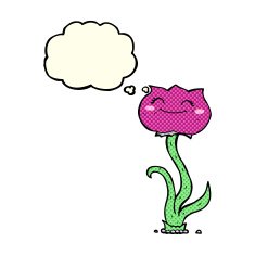 cartoon flower with thought bubble N21