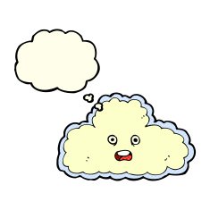 cartoon cloud symbol with thought bubble N5