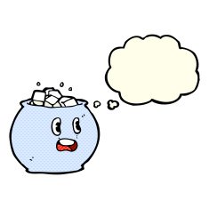 cartoon bowl of sugar with thought bubble N3