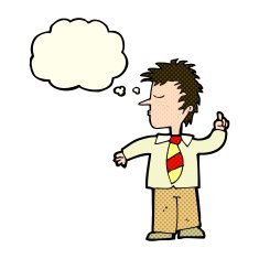 cartoon man making his point with thought bubble N6