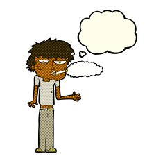 cartoon smoker with thought bubble N6