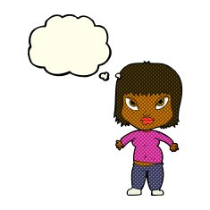 cartoon overweight woman with thought bubble N9