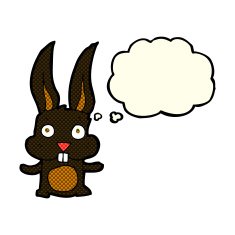cartoon rabbit with thought bubble N51