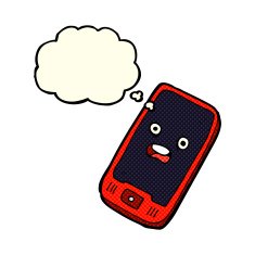 cartoon mobile phone with thought bubble N3