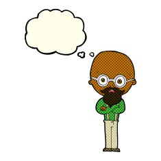 cartoon annoyed old man with thought bubble N37