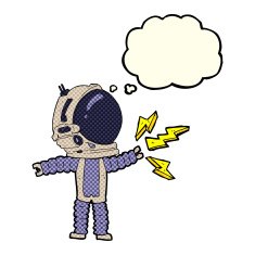 cartoon astronaut with thought bubble N60