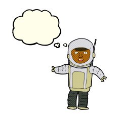 cartoon astronaut with thought bubble N61