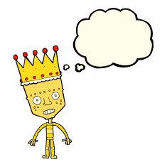 cartoon robot with crown thought bubble N3