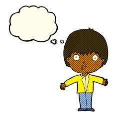cartoon amazed boy with thought bubble N12