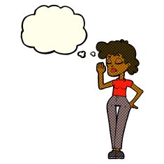 cartoon woman ignoring with thought bubble N17