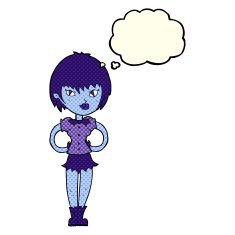 cartoon pretty vampire girl with thought bubble N18