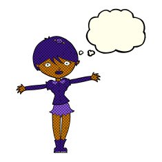 cartoon vampire girl with thought bubble N127