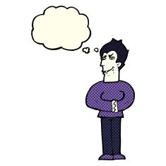 cartoon vampire with thought bubble N65