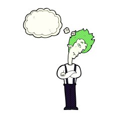 cartoon vampire with thought bubble N66