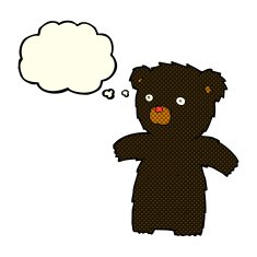 cartoon black bear with thought bubble N37