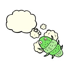 cartoon bug with thought bubble N21