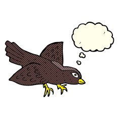 cartoon bird with thought bubble N154