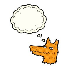 cartoon fox head with thought bubble N8