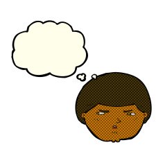 cartoon annoyed man with thought bubble N46