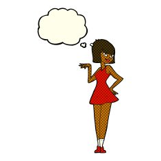 cartoon pretty woman with thought bubble N151