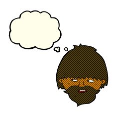 cartoon bearded man with thought bubble N24
