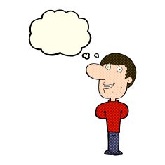 cartoon happy man with thought bubble N255