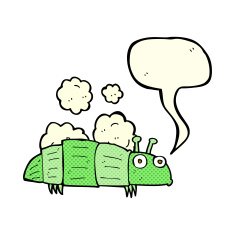 cartoon bug with thought bubble N22