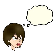 Cartoon Annoyed Woman With Thought Bubble N101