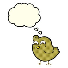 cartoon funny bird with thought bubble N6