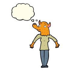 cartoon fox woman with thought bubble N3
