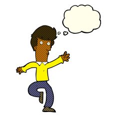 cartoon rushing man with thought bubble N6