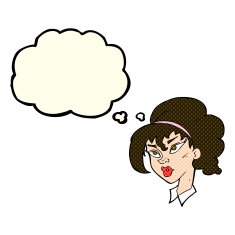 cartoon pretty woman with thought bubble N152