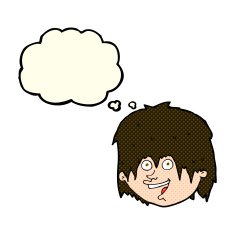 cartoon happy man with thought bubble N258