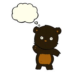 cute cartoon black bear with thought bubble N37