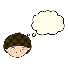 cartoon happy man with thought bubble N259