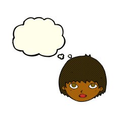 cartoon girl staring with thought bubble N5