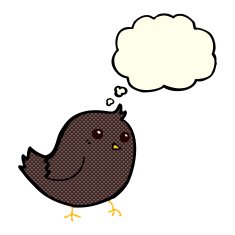 cartoon bird with thought bubble N155