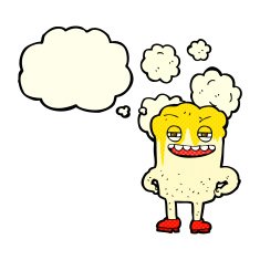 cartoon happy tooth with thought bubble N20