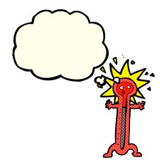 cartoon thermometer with thought bubble N6