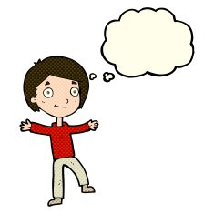 cartoon excited boy with thought bubble N87
