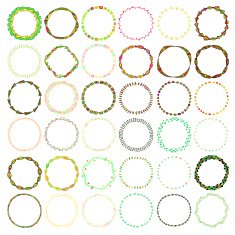 Round handdrawn wreaths on white background Collection of clip