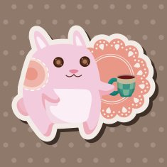 animal rabbit having afternoon tea theme elements N6