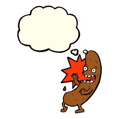 cartoon sausage with thought bubble N6
