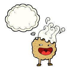 cookie cartoon character with thought bubble N6