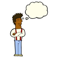 cartoon annoyed man with thought bubble N47