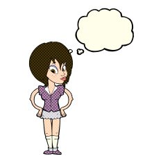 cartoon woman with hands on hips thought bubble N127