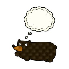 funny cartoon bear with thought bubble N17