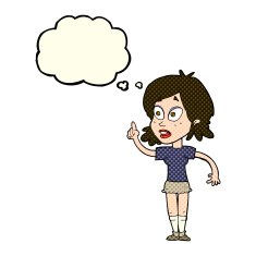 cartoon woman asking question with thought bubble N17