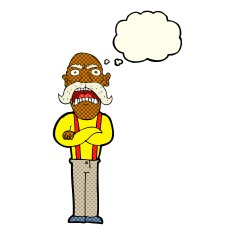 cartoon shocked old man with thought bubble N18