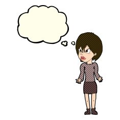 Cartoon Annoyed Woman With Thought Bubble N102
